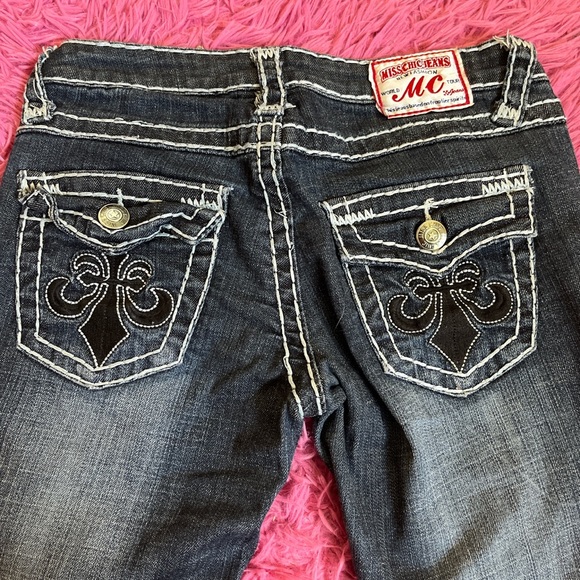 Jeans Y2k Grunge Ripped Back Pocket Spade Design Statement Skinny